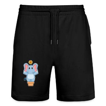 Elephant Flower - Stanley/Stella Trainer Unisex Organic Jogging Shorts - black - Front - Nik (191cm) & Marisol (170cm)