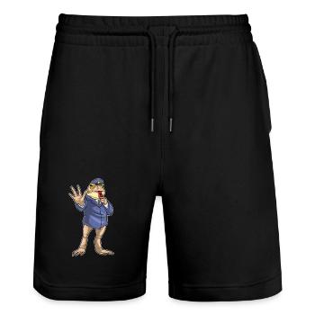 Frosch Polizist Trillerpfeife Polizei - Stanley/Stella Unisex Bio Joggingshorts Trainer  - Schwarz - Vorne - Nik (191cm) & Marisol (170cm)