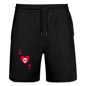Crâne et as de coeur - Short de jogging bio TRAINER Stanley/Stella unisexe - noir - Devant - Nik (191cm) & Marisol (170cm)