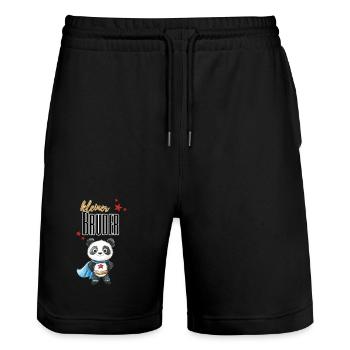 Little Brother Panda Superhero - Stanley/Stella Trainer Unisex Organic Jogging Shorts - black - Front - Nik (191cm) & Marisol (170cm)