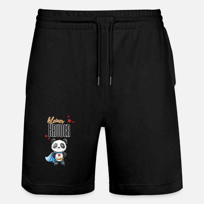 Kleiner Bruder Panda Superheld - Stanley/Stella Unisex Bio Joggingshorts Trainer  - Schwarz