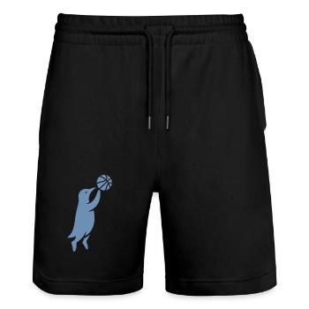 Minimalist Penguin Basketball Player Dunk - Stanley/Stella Trainer Unisex Organic Jogging Shorts - black - Front - Nik (191cm) & Marisol (170cm)