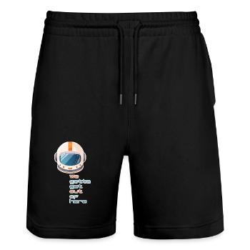 retro spacehelmet we gotta get out of here - Stanley/Stella Trainer Unisex Organic Jogging Shorts - black - Front - Nik (191cm) & Marisol (170cm)