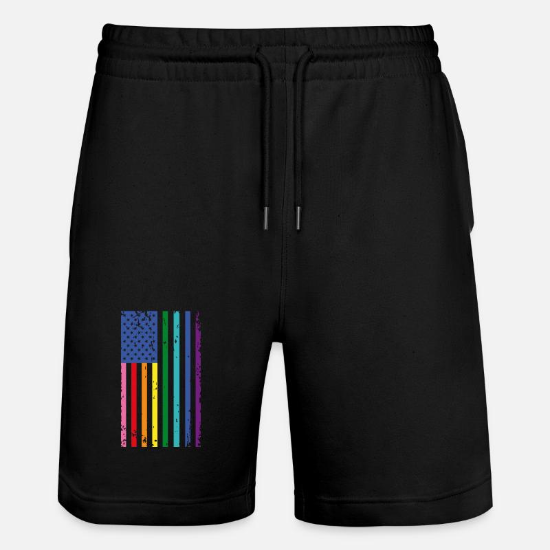 Drapeau arc-en-ciel des États-Unis - Short de jogging bio TRAINER Stanley/Stella unisexe - noir