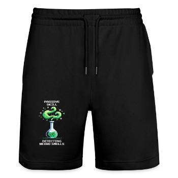 Passive skill: detecting strange smells | Chemistry - Stanley/Stella Trainer Unisex Organic Jogging Shorts - black - Front - Nik (191cm) & Marisol (170cm)