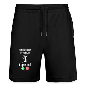 Badminton Appelle Moi Tee - Short de jogging bio TRAINER Stanley/Stella unisexe - noir - Devant - Nik (191cm) & Marisol (170cm)