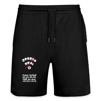Sleep like Wi-Fi: Outage is annoying - Stanley/Stella Trainer Unisex Organic Jogging Shorts - black - Front - Nik (191cm) & Marisol (170cm)