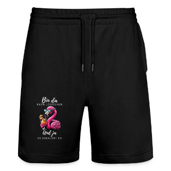 Flamingo Cocktail Party - Short de jogging bio TRAINER Stanley/Stella unisexe - noir - Devant - Nik (191cm) & Marisol (170cm)