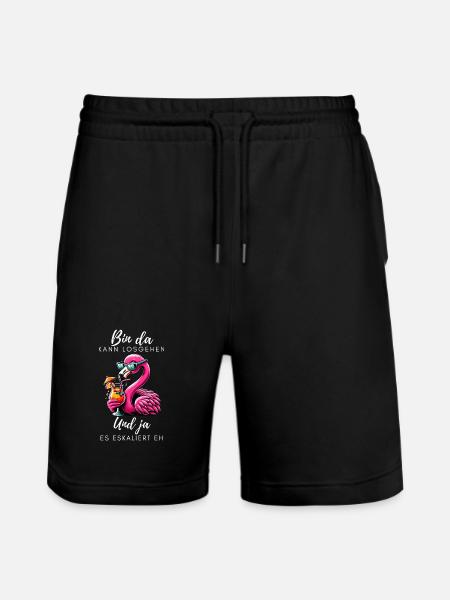 Flamingo Cocktail Party - Stanley/Stella Trainer Unisex Organic Jogging Shorts - black