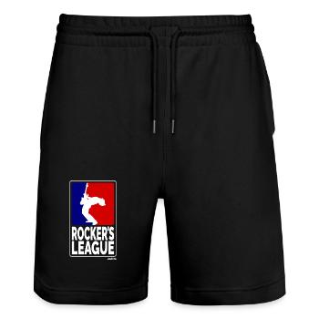 Rockers League, white - Stanley/Stella Trainer Unisex Organic Jogging Shorts - black - Front - Nik (191cm) & Marisol (170cm)