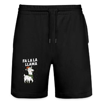 Fa La La Llama Noël en famille - Short de jogging bio TRAINER Stanley/Stella unisexe - noir - Devant - Nik (191cm) & Marisol (170cm)