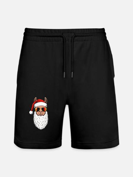 Santa Lama Xmas Fun Design Christmas - Stanley/Stella Trainer Unisex Organic Jogging Shorts - black