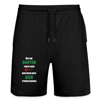 Darten  - Stanley/Stella Unisex Bio Joggingshorts Trainer  - Schwarz - Vorne - Nik (191cm) & Marisol (170cm)