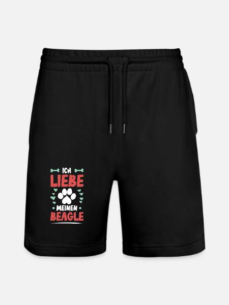 I love my beagle paw heart - Stanley/Stella Trainer Unisex Organic Jogging Shorts - black