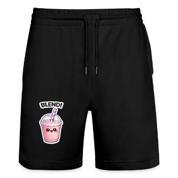 Kawaii Smoothie Mug BLEND - Stanley/Stella Trainer Unisex Organic Jogging Shorts - black - Front - Nik (191cm) & Marisol (170cm)
