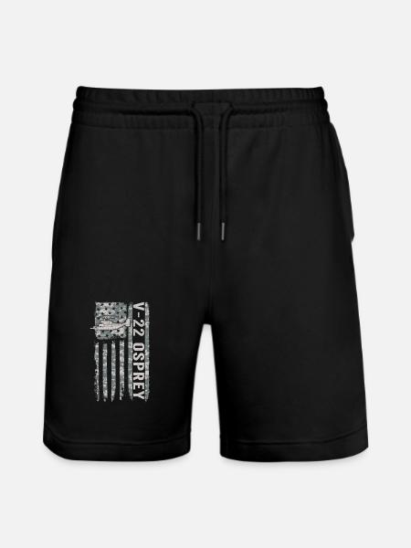 V-22 Osprey military helicopter with American - Stanley/Stella Trainer Unisex Organic Jogging Shorts - black