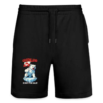 Greenland Is Not For Sale Arctic Polar Bear - Stanley/Stella Unisex Bio Joggingshorts Trainer  - Schwarz - Vorne - Nik (191cm) & Marisol (170cm)