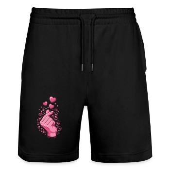 Finger Heart Kpop Koreanische Musik Süße Liebe Korea - Stanley/Stella Unisex Bio Joggingshorts Trainer  - Schwarz - Vorne - Nik (191cm) & Marisol (170cm)