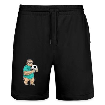 Faultier Torwart Fußball Sport - Stanley/Stella Unisex Bio Joggingshorts Trainer  - Schwarz - Vorne - Nik (191cm) & Marisol (170cm)