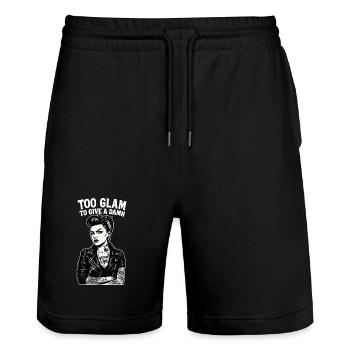 Rockabella Pin-Up: Outlaw Tattoo Girl & Lederjacke - Stanley/Stella Unisex Bio Joggingshorts Trainer  - Schwarz - Vorne - Nik (191cm) & Marisol (170cm)