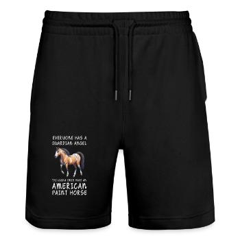 Les chanceux ont un cheval American Paint - Short de jogging bio TRAINER Stanley/Stella unisexe - noir - Devant - Nik (191cm) & Marisol (170cm)