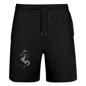 Ryu Yokai – Sumi-e Tintendrache - Stanley/Stella Unisex Bio Joggingshorts Trainer  - Schwarz - Vorne - Nik (191cm) & Marisol (170cm)
