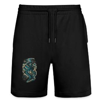 Tugboats Tugboats - Stanley/Stella Trainer Unisex Organic Jogging Shorts - black - Front - Nik (191cm) & Marisol (170cm)