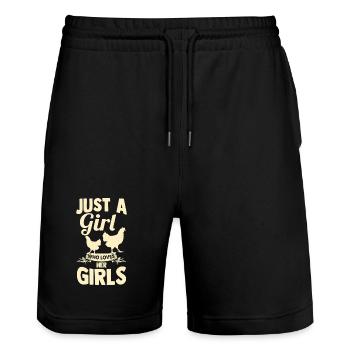 Élevage de coqs, volaille, poulet - Short de jogging bio TRAINER Stanley/Stella unisexe - noir - Devant - Nik (191cm) & Marisol (170cm)