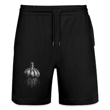 Knoblauch - Stanley/Stella Unisex Bio Joggingshorts Trainer  - Schwarz - Vorne - Nik (191cm) & Marisol (170cm)