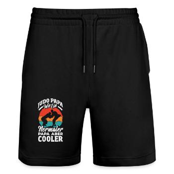 Judo Papa Wie Normaler Aber Cooler Vater - Stanley/Stella Unisex Bio Joggingshorts Trainer  - Schwarz - Vorne - Nik (191cm) & Marisol (170cm)