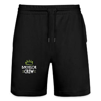 Bachelor Crew - Stanley/Stella Unisex Bio Joggingshorts Trainer  - Schwarz - Vorne - Nik (191cm) & Marisol (170cm)