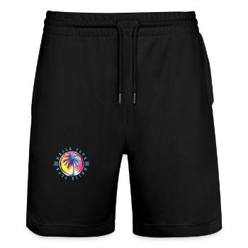 Malle Tour Palmen Bunt - Stanley/Stella Unisex Bio Joggingshorts Trainer  - Schwarz - Vorne - Nik (191cm) & Marisol (170cm)
