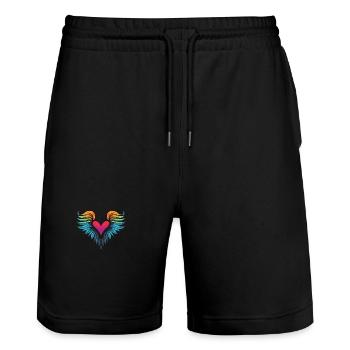 Coeur Ailes Ange Amour - Short de jogging bio TRAINER Stanley/Stella unisexe - noir - Devant - Nik (191cm) & Marisol (170cm)