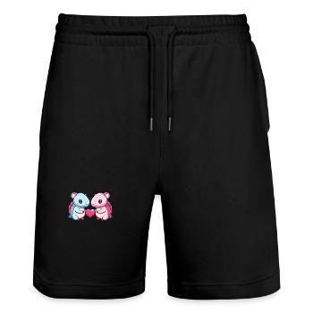 Armadillo Couple Love Valentine's Day - Stanley/Stella Trainer Unisex Organic Jogging Shorts - black - Front - Nik (191cm) & Marisol (170cm)