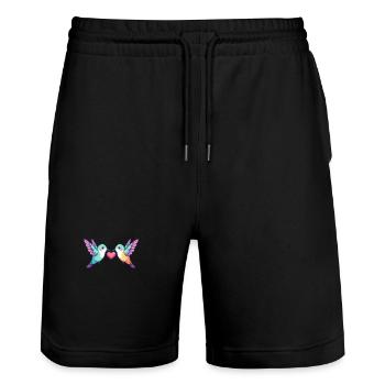 Colibri oiseau couple amour Saint-Valentin - Short de jogging bio TRAINER Stanley/Stella unisexe - noir - Devant - Nik (191cm) & Marisol (170cm)