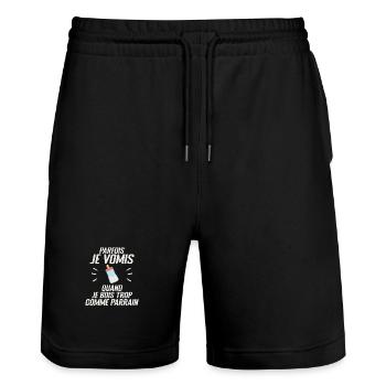 Parfois Je Vomis Comme Parrain Auand Je Bois Trop - Short de jogging bio TRAINER Stanley/Stella unisexe - noir - Devant - Nik (191cm) & Marisol (170cm)
