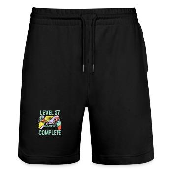Level 27 Complete 27 Years Gamer Level 27 Complete - Stanley/Stella Trainer Unisex Organic Jogging Shorts - black - Front - Nik (191cm) & Marisol (170cm)