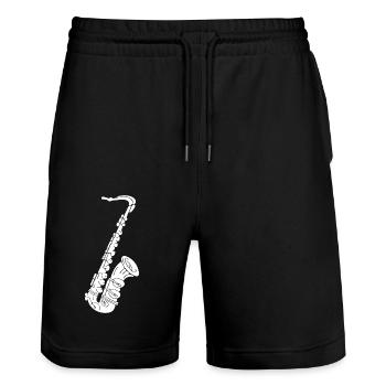 Saxophone - saxophone a woodwind instrument - Stanley/Stella Trainer Unisex Organic Jogging Shorts - black - Front - Nik (191cm) & Marisol (170cm)