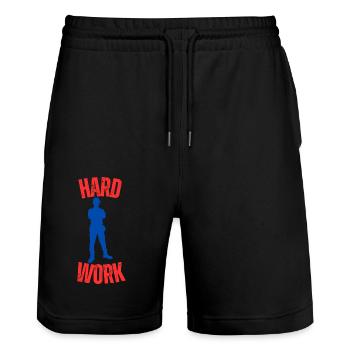 Hard work - Stanley/Stella Unisex Bio Joggingshorts Trainer  - Schwarz - Vorne - Nik (191cm) & Marisol (170cm)