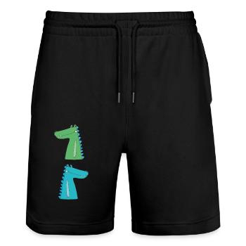 Crocodiles double - Short de jogging bio TRAINER Stanley/Stella unisexe - noir - Devant - Nik (191cm) & Marisol (170cm)