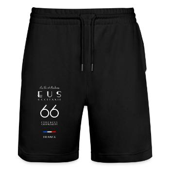 EUS 66 Pyrénées-Orientales, Occitanie, Frankreich - Stanley/Stella Unisex Bio Joggingshorts Trainer  - Schwarz - Vorne - Nik (191cm) & Marisol (170cm)