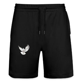 White Dove - Stanley/Stella Trainer Unisex Organic Jogging Shorts - black - Front - Nik (191cm) & Marisol (170cm)
