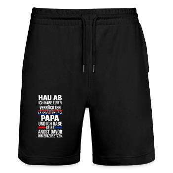 Kroaten Kroate Kroatin Hrvatska Kroatien - Stanley/Stella Unisex Bio Joggingshorts Trainer  - Schwarz - Vorne - Nik (191cm) & Marisol (170cm)