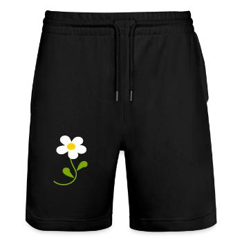 Daisy Flower White White Flower Flowers White - Stanley/Stella Trainer Unisex Organic Jogging Shorts - black - Front - Nik (191cm) & Marisol (170cm)