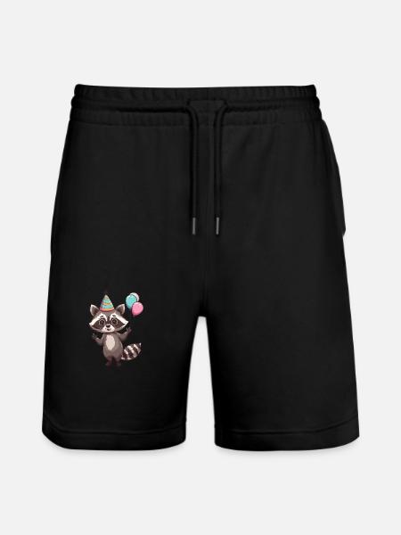 Raccoon Birthday Comic - Stanley/Stella Trainer Unisex Organic Jogging Shorts - black