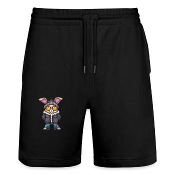 Lapin Hiver - Short de jogging bio TRAINER Stanley/Stella unisexe - noir - Devant - Nik (191cm) & Marisol (170cm)
