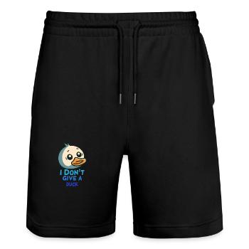 Funny motif - I don't give a Duck - Stanley/Stella Trainer Unisex Organic Jogging Shorts - black - Front - Nik (191cm) & Marisol (170cm)