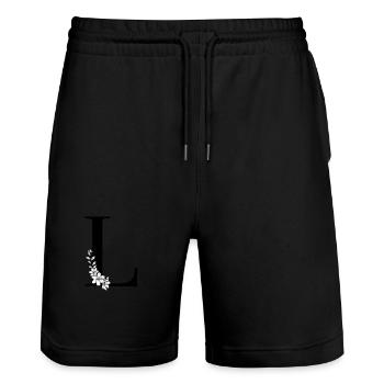 Letter L - Stanley/Stella Trainer Unisex Organic Jogging Shorts - black - Front - Nik (191cm) & Marisol (170cm)