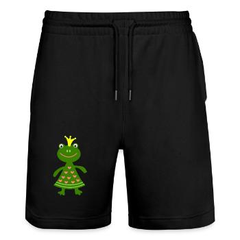 Frog Queen - Stanley/Stella Trainer Unisex Organic Jogging Shorts - black - Front - Nik (191cm) & Marisol (170cm)