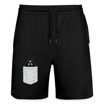 Mole Breast Pocket - Stanley/Stella Trainer Unisex Organic Jogging Shorts - black - Front - Nik (191cm) & Marisol (170cm)